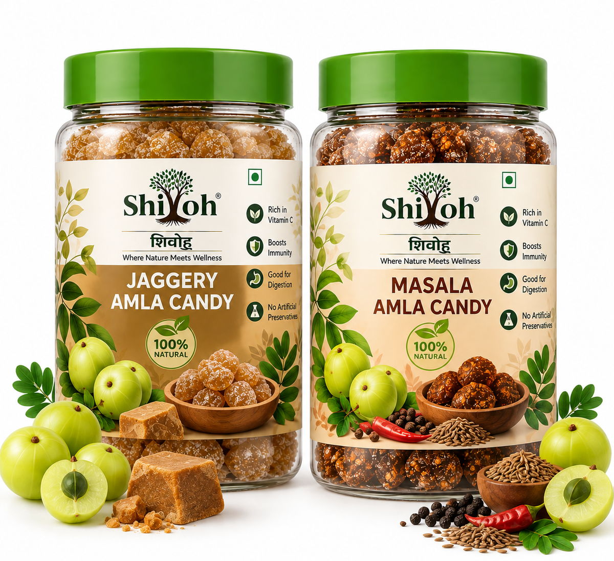 Shivoh Amla Candy - Jaggery + Masala (300g) Each